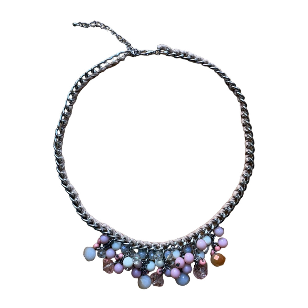 Silver and Pink Beaded Necklace